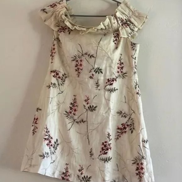 Rebecca Taylor Ivie Off the Shoulder Embroidered Linen Dress - Picture 5 of 8